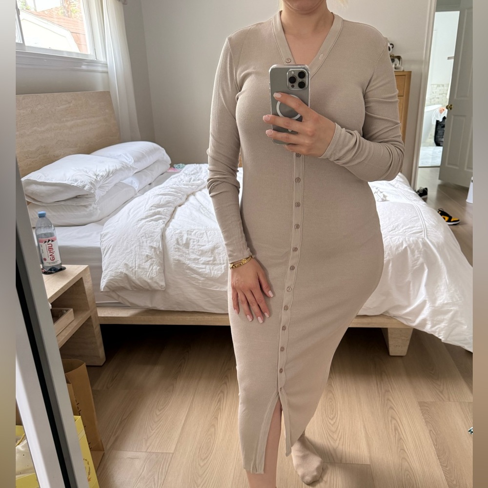 Enza Costa for FWRD Silk Rib Cardigan Midi Dress